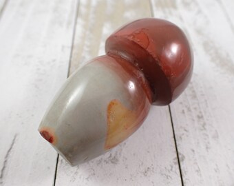 Big Natural Polychrome Jasper Crystal Mushroom - Does Not Stand Crystal - Orange Gray Brown Shroom - 2.75 Inch Crystal Mushroom #MUSHY#1032