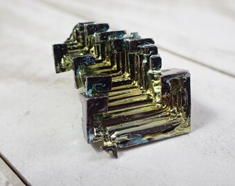 1 Piece Bismuth Rainbow Crystal Specimen - Pink Blue Yellow Metal Crystal Specimen Bismuth - Rainbow Tiered Abstract Crystal #RAWSM#1041