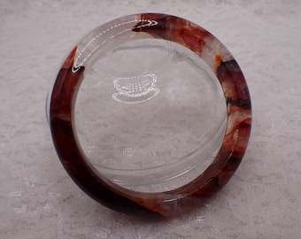 59.5mm Amazing Natural Fire Quartz Crystal Bangle Bracelet - Smooth Polished Flat Inside - Flashy Fire Quartz Crystal Red Clear #JEWEL#1969