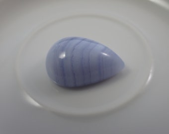 1 Piece Natural Blue Lace Agate Crystal Teardrop Cabochon - High Quality Cab - Banded Blue Lace Agate - Smooth Teardrop Cabochon #CBCHN#1023