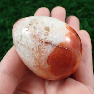 Large Natural Carnelian Druzy Crystal Egg - Orange White Heavy Egg - Smooth Polished Druzy Agate Egg - Natural Carnelian Crystal #EGGS#1024