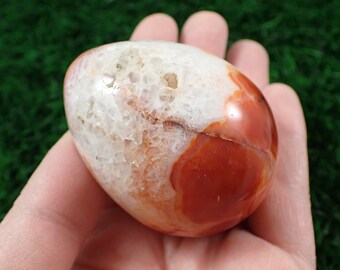 Large Natural Carnelian Druzy Crystal Egg - Orange White Heavy Egg - Smooth Polished Druzy Agate Egg - Natural Carnelian Crystal #EGGS#1024