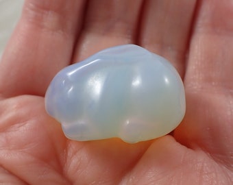 White Opalite Crystals Bunny Carving - Small Easter Bunny Rabbit - 1.25 Inch Small Bunny Crystal - White Opalite Rabbit Carving #ANMLS#1033