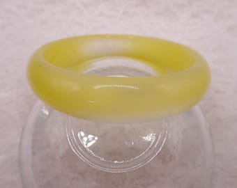 61.3mm Shiny Yellow Cats Eye Crystal Bangle Bracelet - Smooth Polish Finish Flat Inside - Bangle Bracelet Yellow Cat Eye Crystal #JEWEL#1954