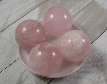 Rainbow Flash Rose Quartz Crystal Sphere - 1.5 Inch Round Polished Ball - Pink Rose Quartz Smooth Finish - No Chips Cracks Nice #SPHER#1013