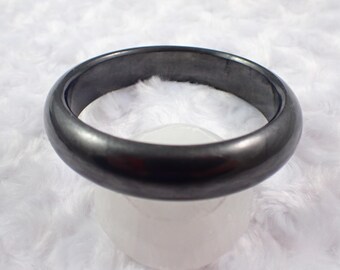 66.0mm Black Shungite Crystal Bangle Bracelet - Natural Smooth Polished Crystal Bangle - Dull Black Shungite Crystal Bangle #JEWEL#1465