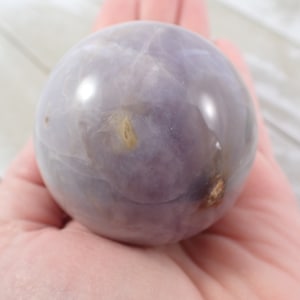 Beautiful Light Purple Chalcedony Crystal Sphere - Smooth Round Sphere Small Hole - Purple Brown White - 2 Inch Round Sphere #SPHER#1103