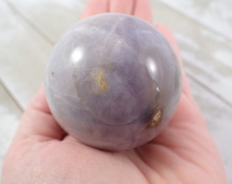 Beautiful Light Purple Chalcedony Crystal Sphere - Smooth Round Sphere Small Hole - Purple Brown White - 2 Inch Round Sphere #SPHER#1103