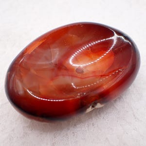 Beautiful Carnelian Agate Crystal Bowl - Thick Heavy Natural Crystal - Red White Orange Black - Carnelian Heavy Bowl 3.5 Inches #BOWLS#1126