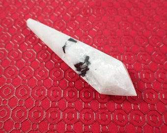 Awesome Rainbow Moonstone Faceted Crystal Wand - Smooth Sharp Point - 3.75 Inch Crystal Wand - Faceted White Black Moonstone Wand WANDS#1054