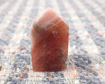 Small Short Natural Sunstone Crystal Tower - Smooth Rectangle Straight Tower - Golden Sunstone Glitter Crystal - 1.75 Inch Short #TOWER#1001