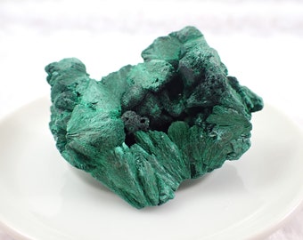 Beautiful Silky Natural Green Malachite Crystal - Raw Satin Specimen - Dark Green 2.5 Inch Malachite Crystal - Organic Malachite #RAWSM#1094