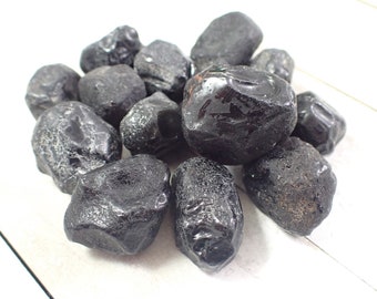 2 Pcs Natural Apache Tears Raw Crystal Stones - Textured Natural Stones - Black Apache Tear Raw Stones - 1x1x.5 Inches Apache #RWSTN#1003
