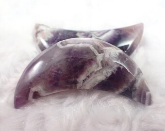 1 Piece Natural Dream Amethyst Crystal Mini Moon Carving - Smooth Polished - 2.25 inches Small Natural Amethyst Mini Moon #MOONS#1035