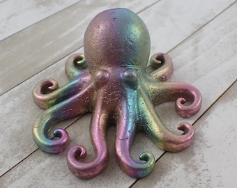 Adorable Large Octopus Bismuth Crystal Carving - Rainbow Colorful Octopus - 4 Inch Big Smooth Octopus - Bismuth Crystal Decor #ANMLS#1021