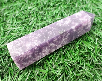 1 Piece Natural Lepidolite Crystal Tower - Dark Purple White Faceted Polished - 3.25 Inch Purple Sparkle Crystal Tower Lepidolite TOWER#1231