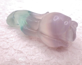 Natural Fluorite Rose Flower Carving - Purple Green - Natural Fluorite Crystal Rose - 3.0 Inch Fluorite Flower #FLWRS#1011