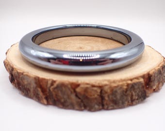 64.5mm Terahertz Metallic Silver Crystal Bangle Bracelet - Thin Smooth Polished Bangle - Gunmetal Shiny Crystal Bangle Bracelet #JEWEL#1619