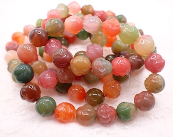 One Natural Yan Yuan Buddha Head Crystal Beaded Bracelet - Buddha Beads - Pink Green Stretch Crystal Buddha Yan Yuan Bracelet #BRCLT#1233