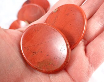 Red Jasper Natural Crystal Worry Stone - Small Smooth Polished Oval - 1.75 Inch Red Beige Gray - Red Jasper Worry Stone Crystal #WORRY#1016