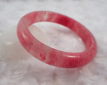 58.6mm Natural Pink Cherry Agate Bangle Bracelet - Pink Clear Cherry Agate Crystal - Smooth No Chip Bangle Bracelet Cherry Agate #JEWEL#1287