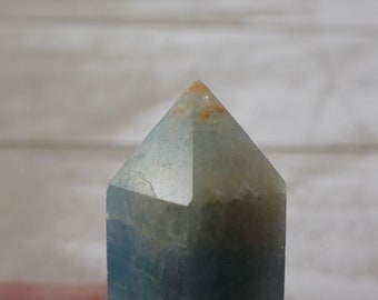 Natural Blue Onyx Crystal Tower - Short Faceted Smooth Polished - 2.5 Inch Blue Onyx Tower - Blue Brown Banded Blue Onyx Tower #TOWER#1275