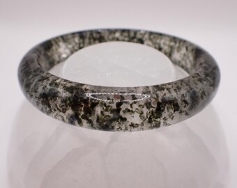 60.8mm Natural Green Mica Crystal Bangle Bracelet - Smooth Finish Flat Inside - Green Mica Slim Crystal Bangle - Clear Green #JEWEL#1771