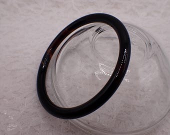 59.3mm Slim Black Agate Bangle Bracelet - Smooth Polished Round Inside - Natural Black Agate Crystal Bracelet - No Chips Bangle #JEWEL#1975