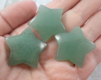 Natural Green Aventurine Crystal Star - Puffy Star Carving - Crystal Star Smooth Carving - 1.25 Inch Green Aventurine Crystal #STARS#1002