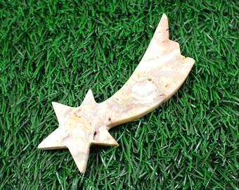 1 Piece Natural Crazy Lace Agate Shooting Star - Druzy Agate Sugar Texture - Crystal Carving Shooting Star - 100x40x9mm Druzy #STARS#1017