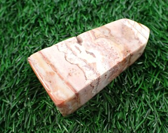 1 Piece Crazy Lace Agate Crystal Tower - Square Opaque Druzy Agate Tower - Pink White Brown - Crazy Lace Agate Crystal Tower #TOWER#1154