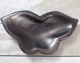 Butterfly Shaped Silver Sheen Obsidian Crystal Bowl - Large Smooth Polished Butterfly - Tray Bowl for Crystals 4.5 Inch Butterfly BOWLS#1098