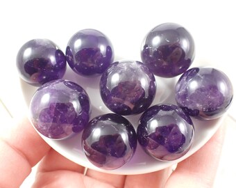 Pretty Purple Amethyst Mini Crystal Sphere - Smooth Purple White - Smooth Little Sphere - .75 Inch Amethyst Purple Ball 18-20mm #SPHER#1007