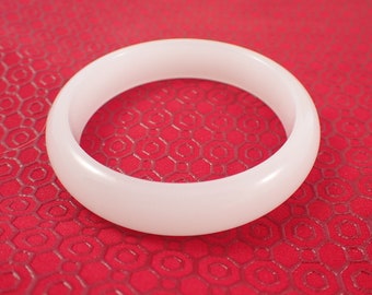 62.1mm Lovely Bright White Golden Jade Crystal Bangle Bracelet - Thick Natural Crystal Bangle - Smooth Polished Bangle Bracelet #JEWEL#1107