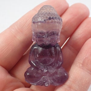 1 Piece Natural Fluorite Crystal Buddha Carving - Purple Clear Striped - Buddha Body Carving - Purple Fluorite Crystal Buddha #RELGS#1010