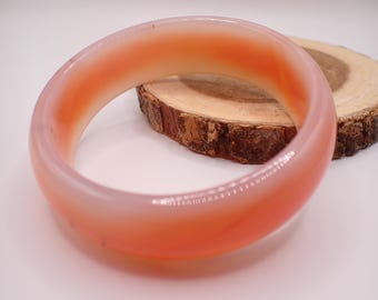 68.1mm Carnelian Crystal Cuff Bangle Bracelet - Smooth Thick Crystal Bracelet - Flat Inside Smooth Carnelian Bangle #JEWEL#1726