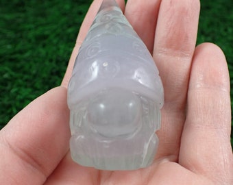 Adorable Fluorite Gnome Crystal Carving - Light Purple Green Gnome - Shiny Short Polished Figurine - Translucent Crystal Gnome #GNOME#1001
