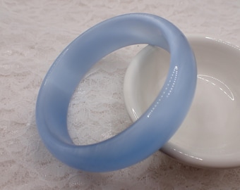 60.4mm Shiny Light Blue Cats Eye Crystal Bangle Bracelet - Smooth Finish Flat Inside Bangle Bracelet - Blue Cat Eye Crystal #JEWEL#1996