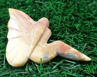 Natural Maligano Jasper Crystal Fairy Carving - Smooth Carved Crystal Fairies - 2.25 Inch Small Gold Gray Crystal Fairy Carving #CRVNG#1968