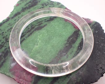 65.1mm Natural Clear Quartz Crystal Bangle Bracelet - Smooth Clear Flat Inside - Polished Pretty Clear Quartz Bangle Crystal #JEWEL#1585
