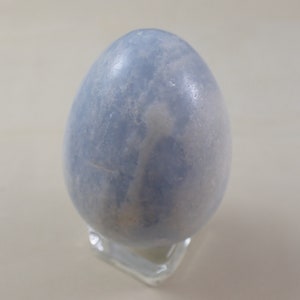 Blue Calcite Natural Crystal Egg - Small Polished Egg - Blue White Crystal Egg - 2 Inch Egg Blue Calcite - No Chips or Cracks #EGGS#1026