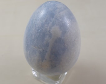 Blue Calcite Natural Crystal Egg - Small Polished Egg - Blue White Crystal Egg - 2 Inch Egg Blue Calcite - No Chips or Cracks #EGGS#1026
