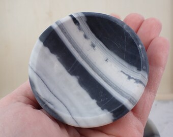 Stunning Natural Taiji Jade Crystal Bowl - Mini Small Round Bowl - Smooth Polished Black Gray White - 2.75 Inch Heavy Taiji Jade #BOWLS#1115