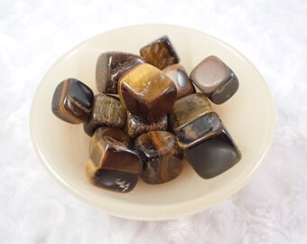 2 Pcs Golden Tiger Eye Jasper Crystal Cubes - Small Rounded Textured - Natural Gold Brown Tiger Eye - Crystal Cubes .5-.75 Inch #CUBES#1001