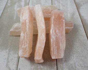 Orange Selenite Crystal Sticks - Thick Smooth Chalky Texture - Orange White Opaque - 2.75-4 Inch Bar Shaped Crystals - Orange #RAWSM#1006
