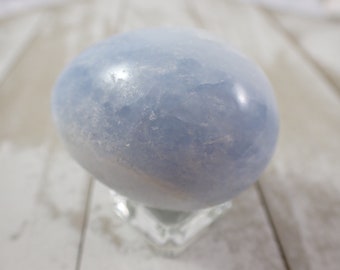 Small Natural Blue Calcite Crystal Egg - Smooth Polished Egg - 2 Inches Light Blue Crystal Egg - No Chips or Cracks Blue Calcite #EGGS#1032