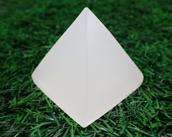 White Calcite Crystal Pyramid - Smooth Finish Triangle Shaped Pyramid - Natural White Calcite Crystal - Smooth White Pyramid #PYRMD#1007