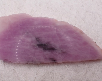 1 Piece Natural Kunzite Crystal Slab - Raw Edge Smooth Polished - Purple White Black Sparkly -  114x53x9mm Polished Smooth Slab #SLABS#1056