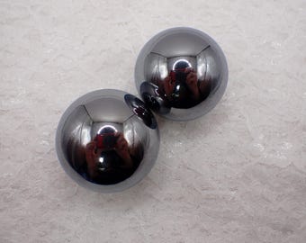 Gunmetal Silver Terahertz Crystal Sphere - 2 Inch Round Polished Ball - Dark Silver Reflective Ball - Terahertz No Chips #SPHER#1116