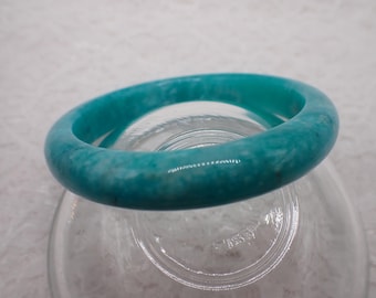58.5mm Deep Turquoise Blue Amazonite Natural Crystal Bangle Bracelet - Smooth Finish Flat Inside - Amazonite Crystal Bangle #JEWEL#1923